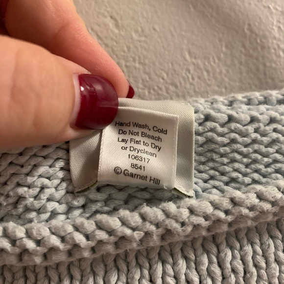 Garnet Hill Cotton Knit Blue Long Sleeve Sweater - Picture 5 of 6